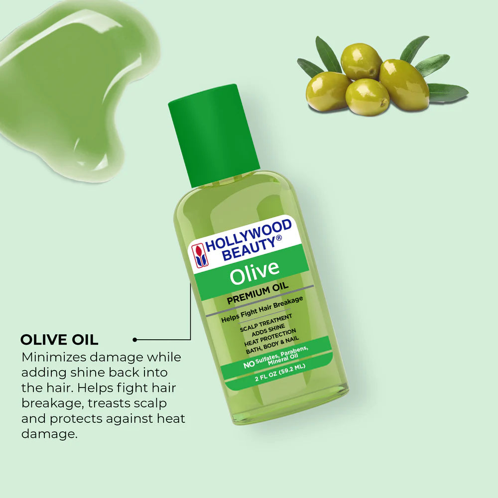 Hollywood Beauty Aceite Premium de Oliva Cuidado del Cabello y Cuero Cabelludo (2 FL OZ)