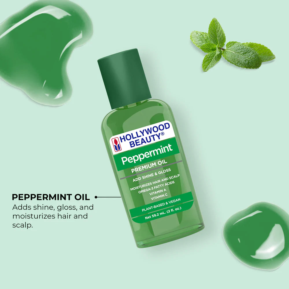 Hollywood Beauty Aceite de Menta (Peppermint Oil) Brillo y cuidado del cuero cabelludo (2 oz)