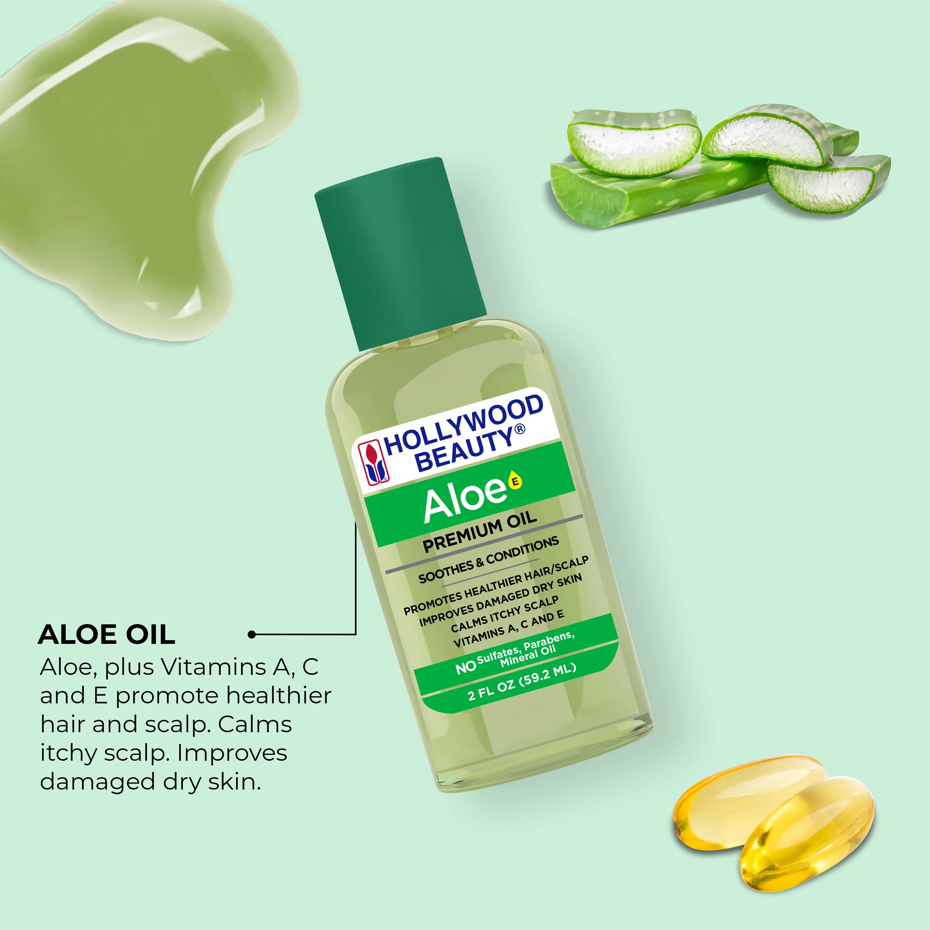 Hollywood Beauty Premium Aloe Oil Nutrición, Suavidad y Reparación Profunda