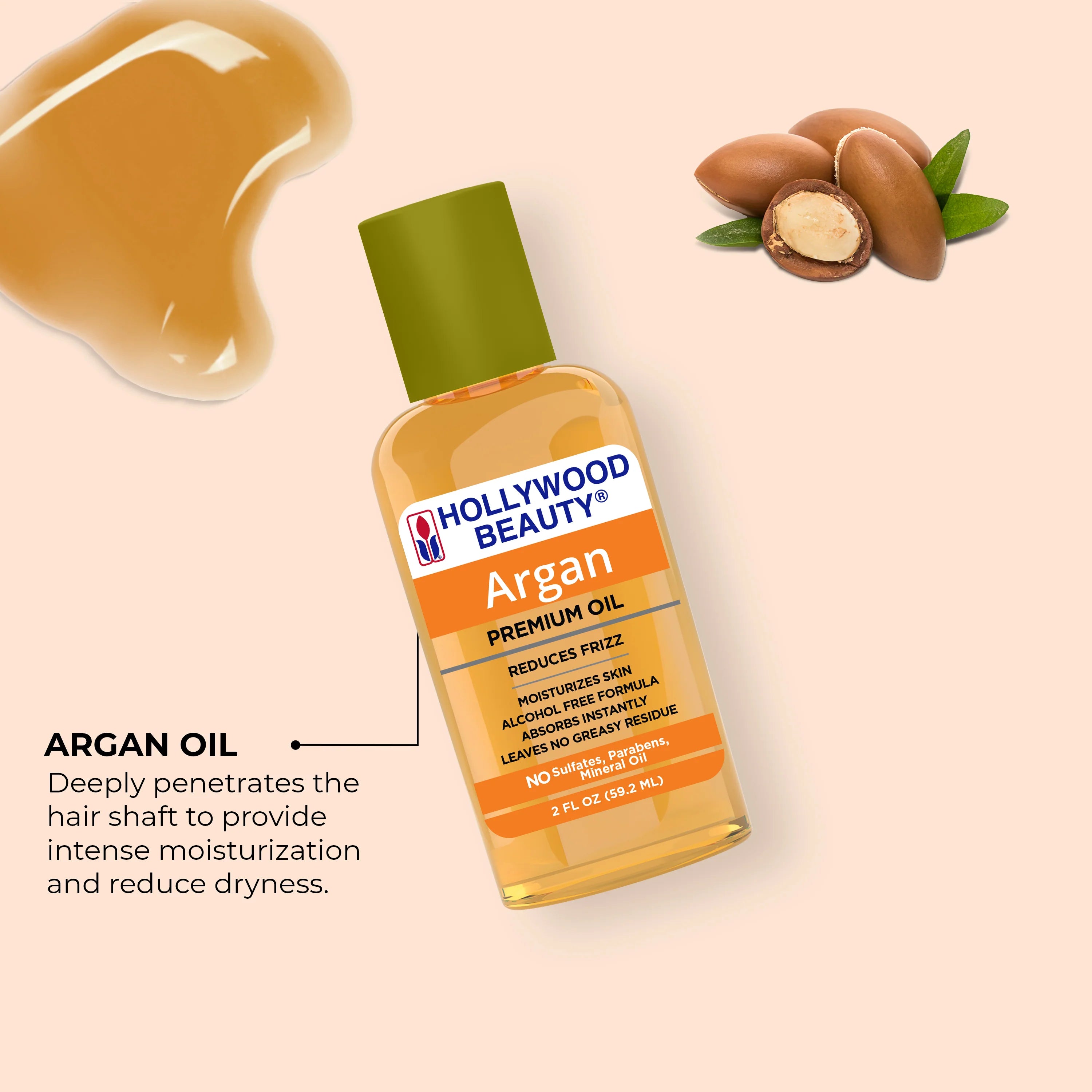 Hollywood Beauty Aceite Premium de Argán Hidratación y Reparación para el Cabello (2 FL OZ)
