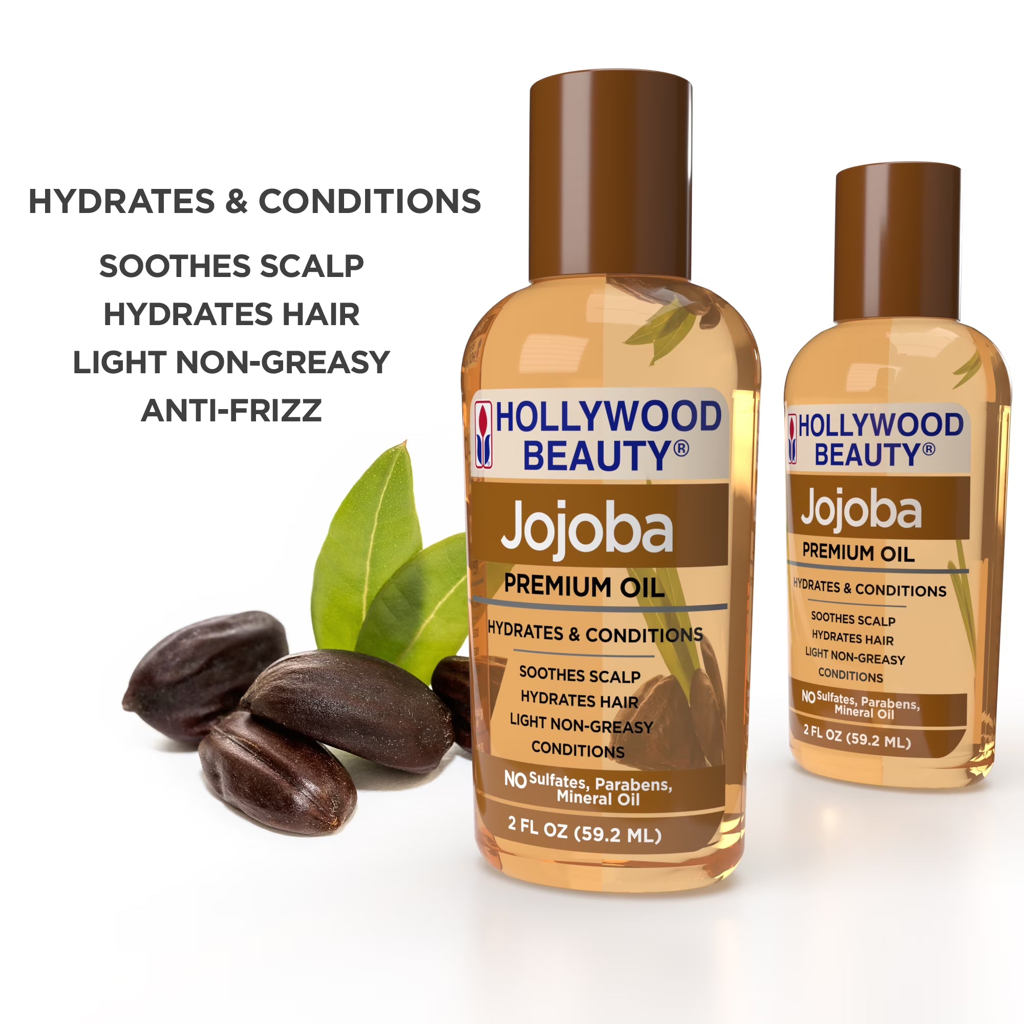 Hollywood Beauty Aceite Premium de Jojoba – Hidratación y Suavidad para el Cabello (2 FL OZ)