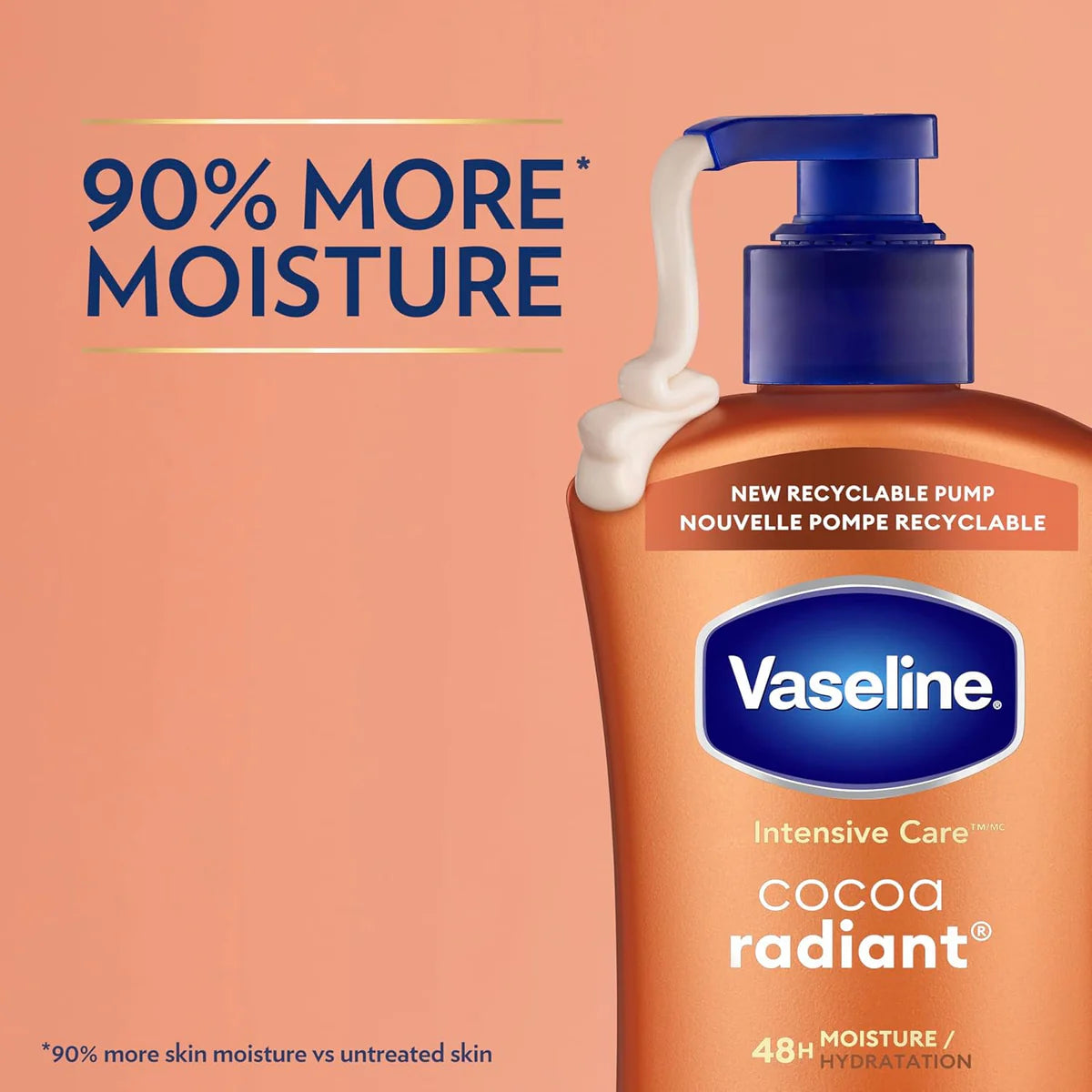 Vaseline Intensive Cocoa Radiant Care Loción Corporal 48H 600ml