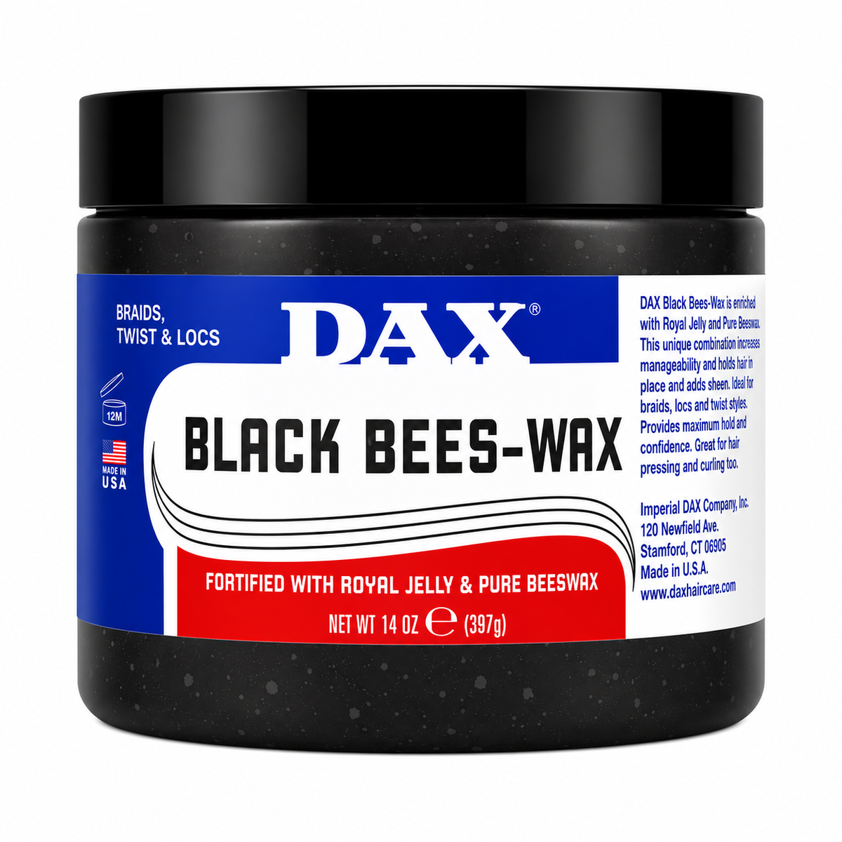 Dax Black Bees-Wax Fortified With Royal Jelly & Beeswax 14 OZ - 397G