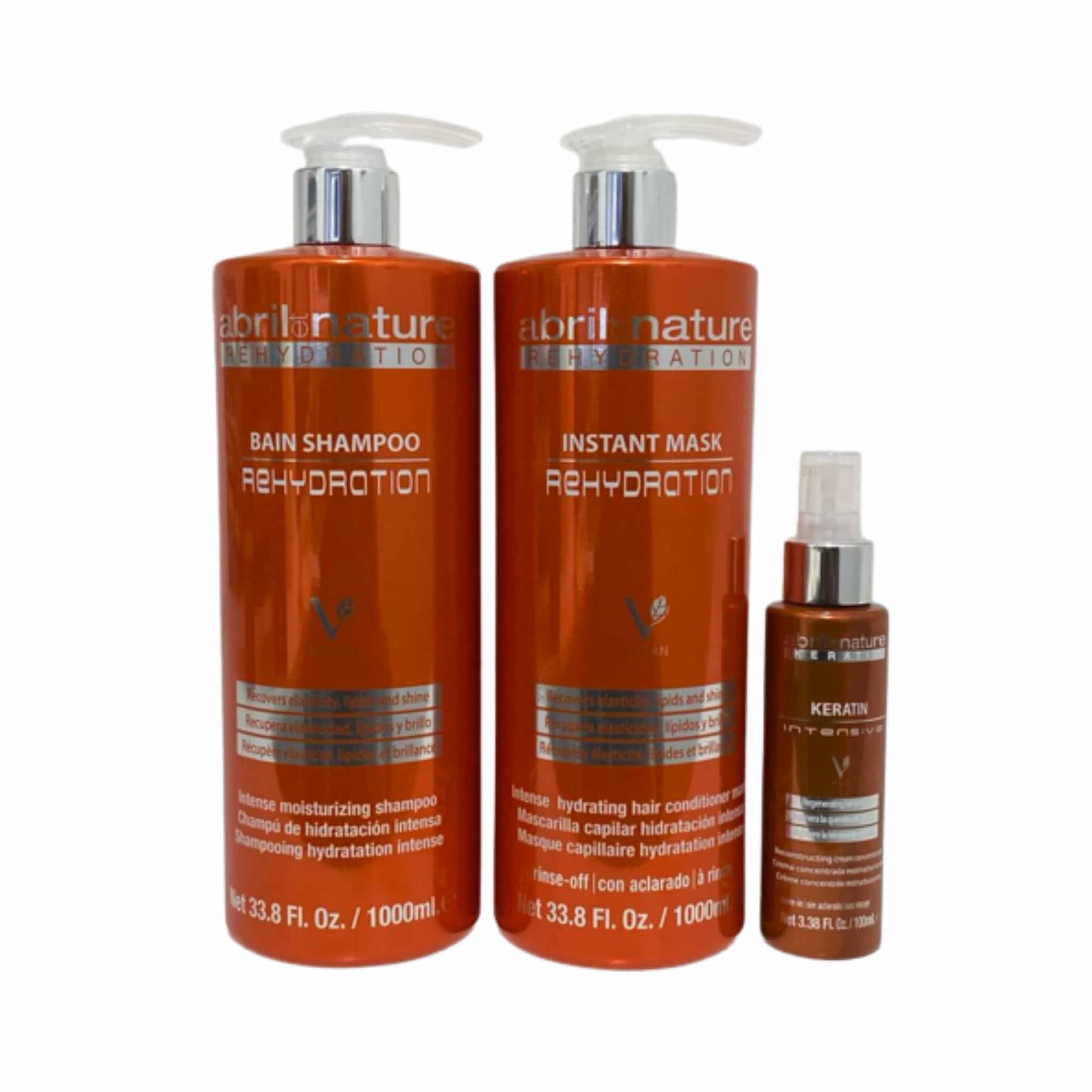 ABRIL ET NATURE Pack Rehydration Pack Shampoo 1000ml+ Mask 1000ml+ Cream 100ml