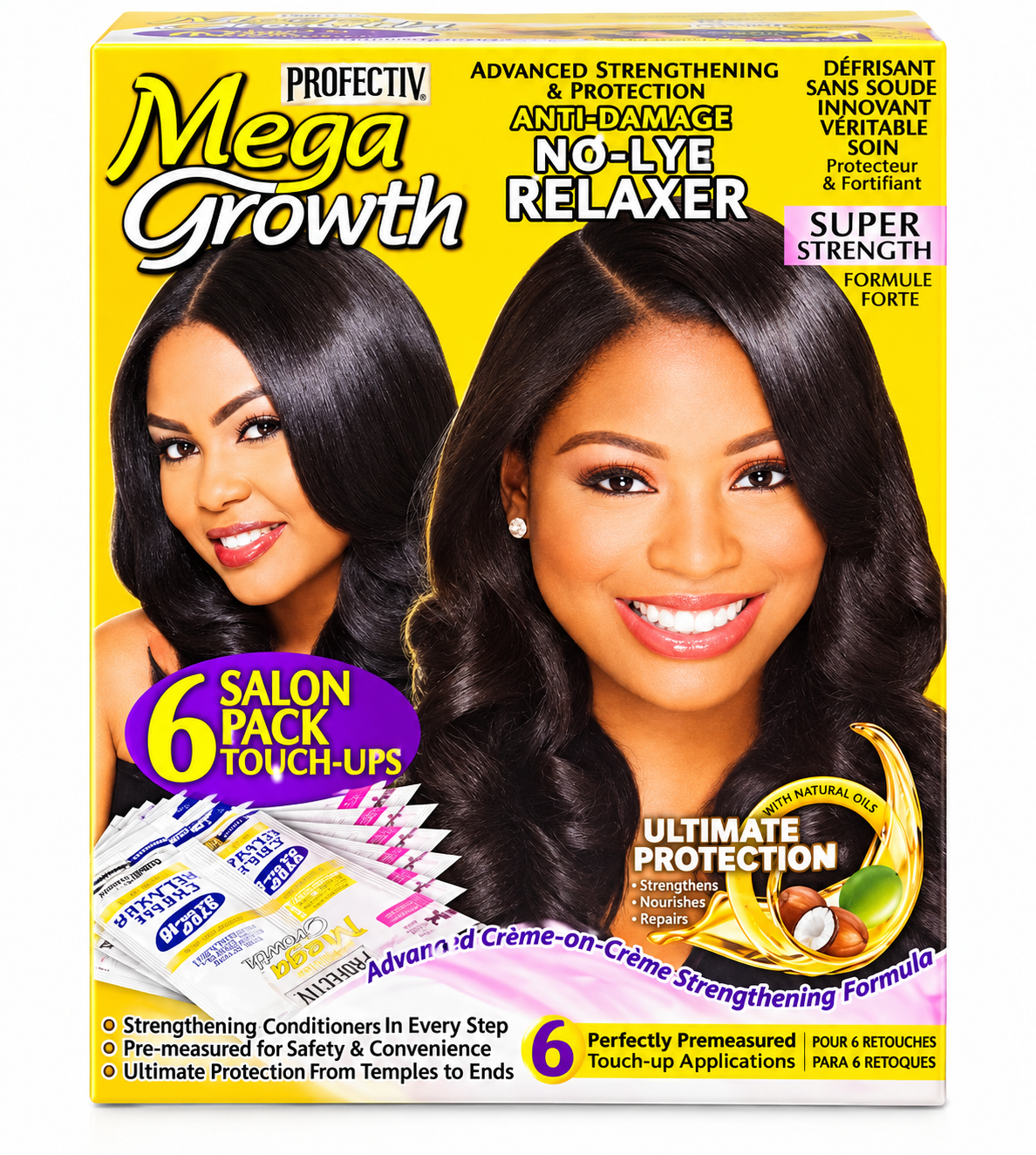 Profectiv Mega Growth No-Lye Relaxer – Alisador Capilar Super Strength, Pack de 6 Aplicaciones