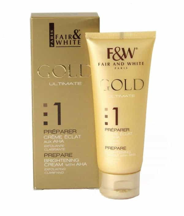 Fair & White Gold Ultimate Prepare Brightening Cream With AHA Exfoliating Clarifying 75ml